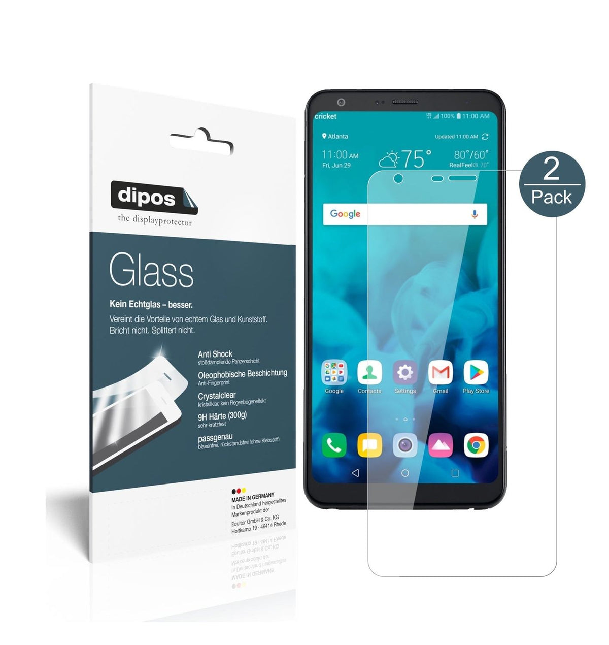 Klare Displayschutzfolie von dipos passend für LG Stylo 4, 9H kratzfest und blasenfrei montiert