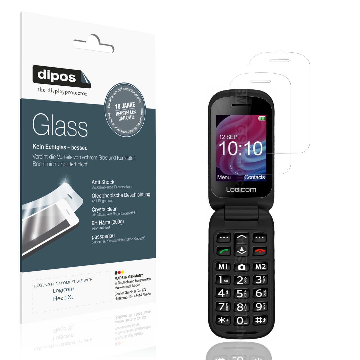 Klare Displayschutzfolie von dipos passend für Logicom Fleep XL, 9H kratzfest und blasenfrei montiert