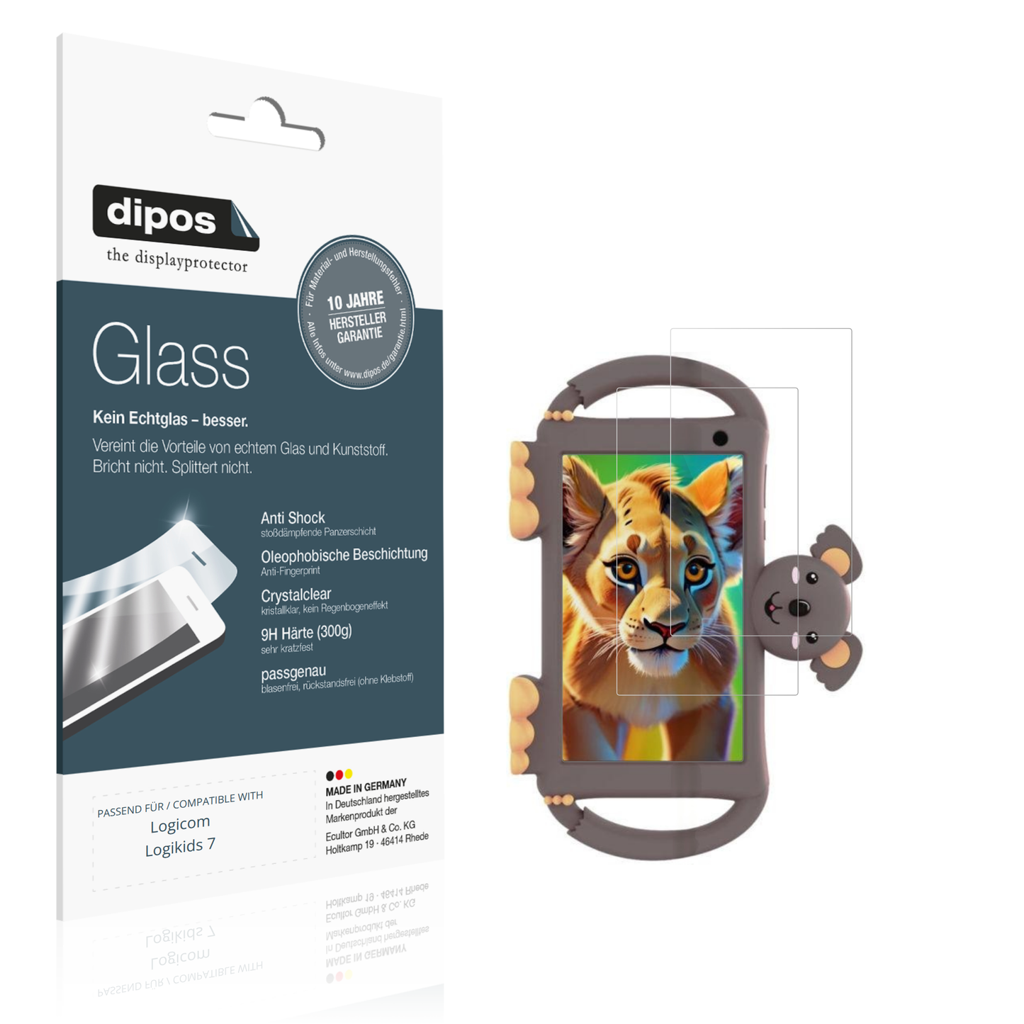 Klare Displayschutzfolie von dipos passend für Logicom Logikids 7, 9H kratzfest und blasenfrei montiert