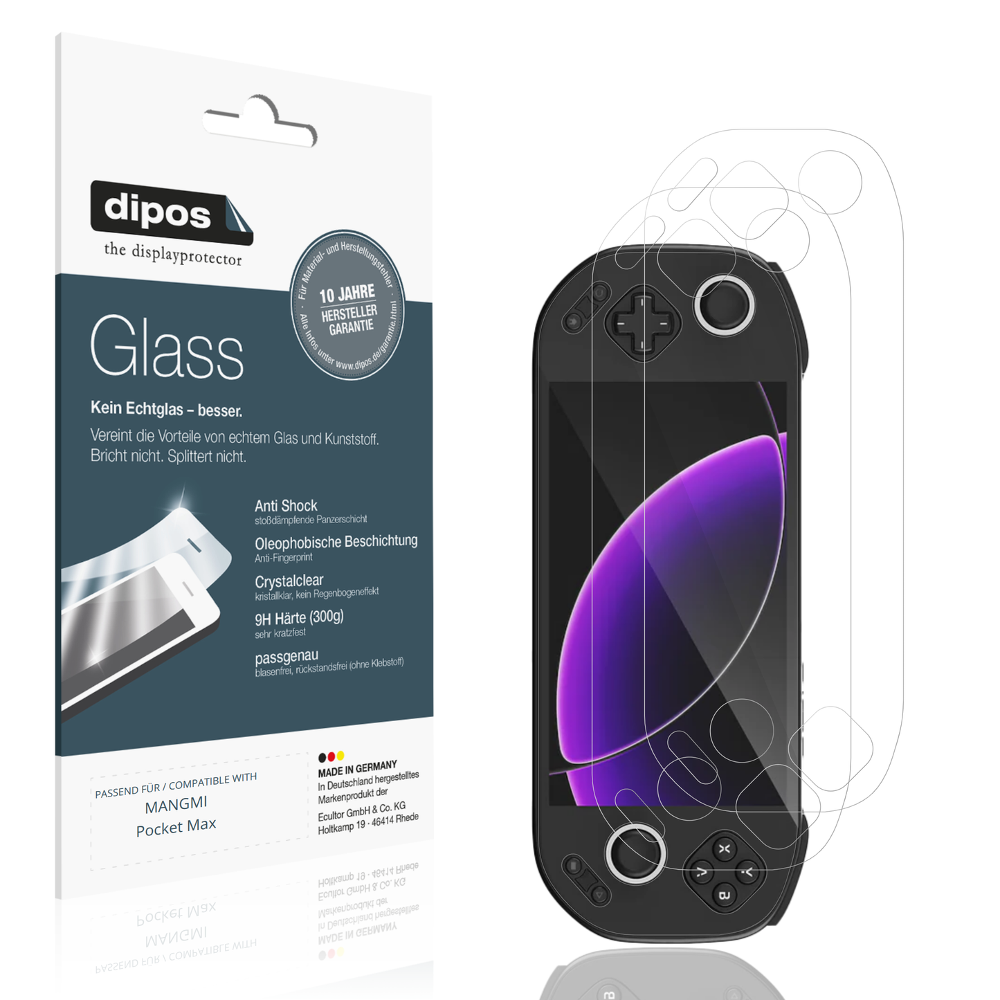 Klare Displayschutzfolie von dipos passend für MANGMI Pocket Max, 9H kratzfest und blasenfrei montiert