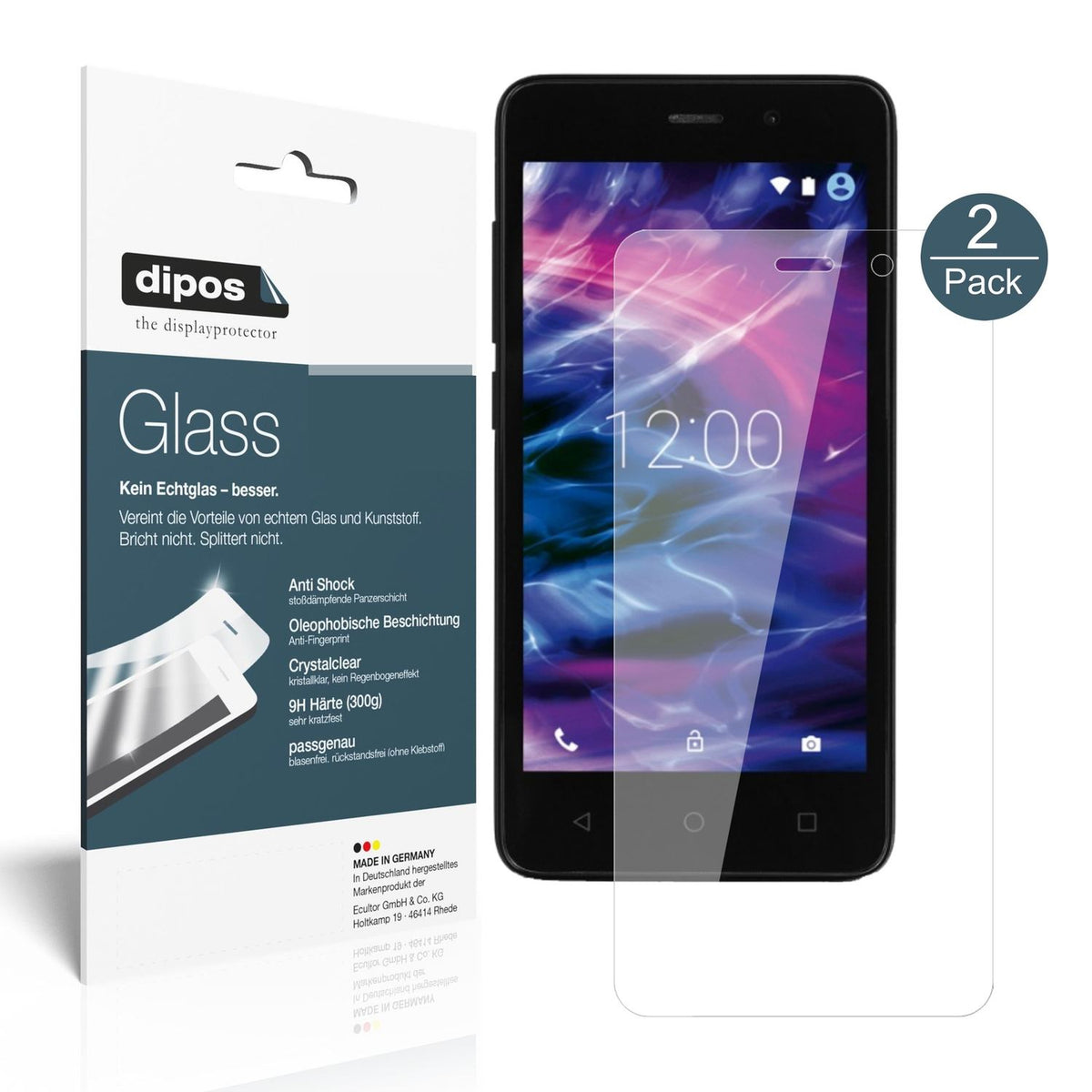 Klare Displayschutzfolie von dipos passend für Medion Life E4504, 9H kratzfest und blasenfrei montiert