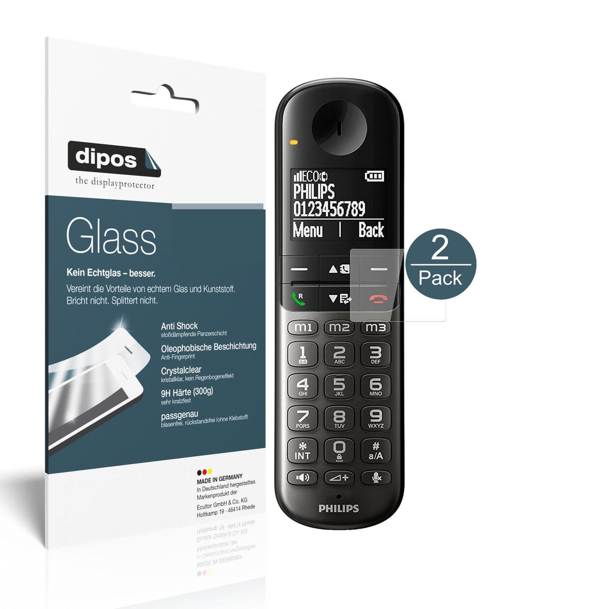 Klare Displayschutzfolie von dipos passend für Philips XL495, 9H kratzfest und blasenfrei montiert