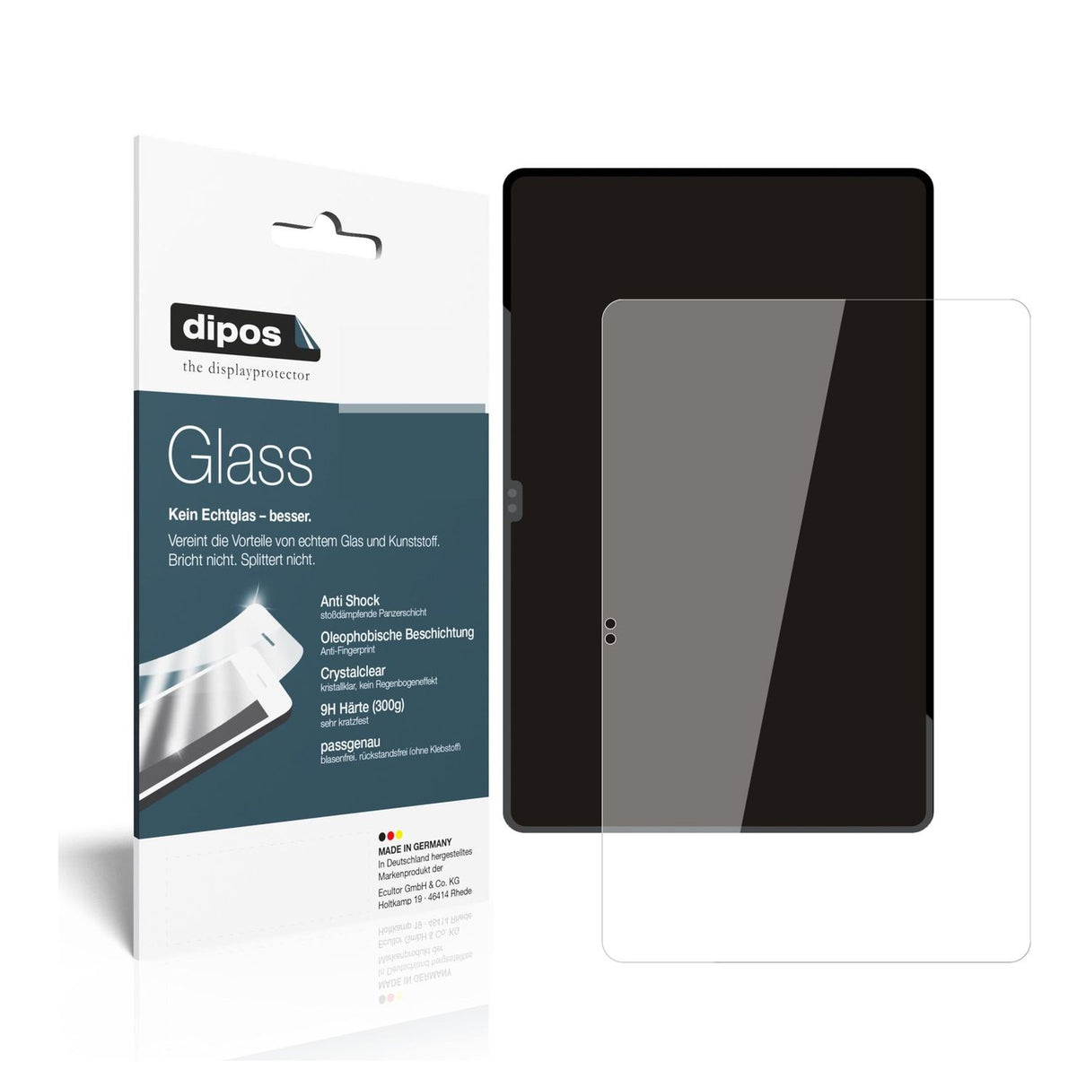 Klare Displayschutzfolie von dipos passend für Samsung Galaxy Tab S8 Ultra, 9H kratzfest und blasenfrei montiert