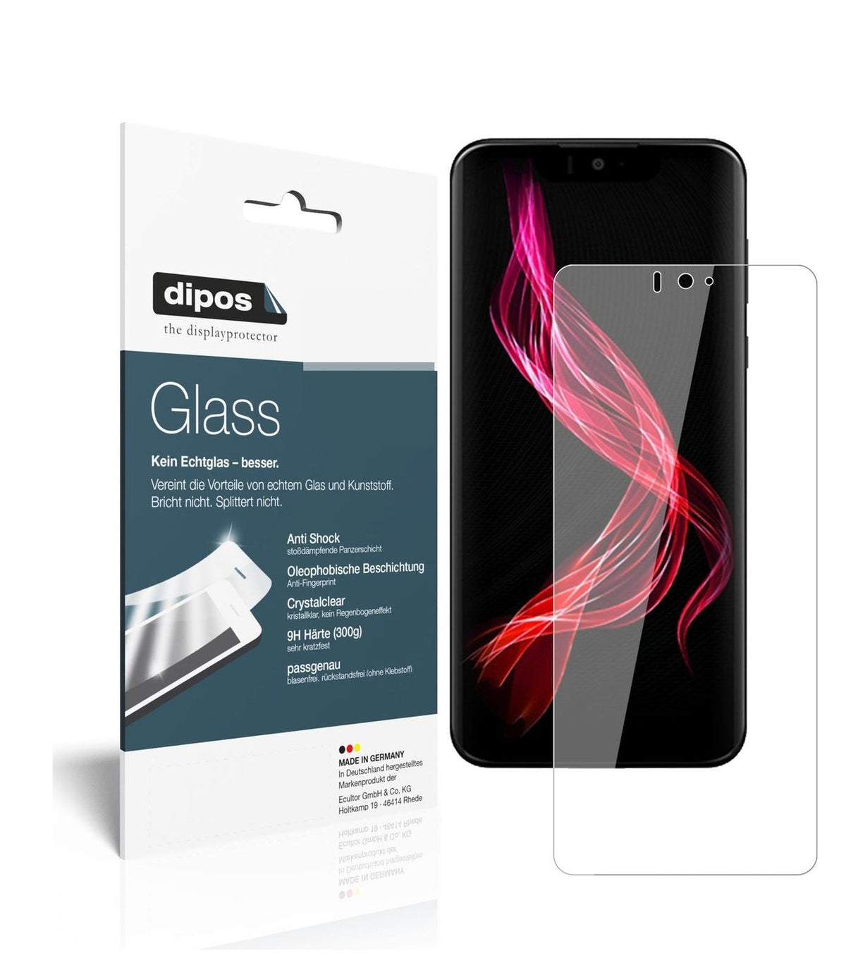 Klare Displayschutzfolie von dipos passend für Sharp Aquos Zero, 9H kratzfest und blasenfrei montiert