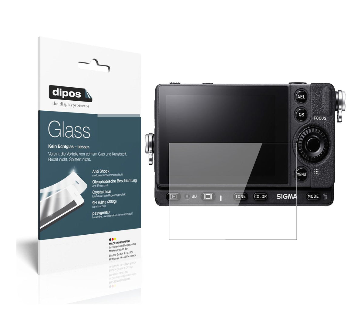 Klare Displayschutzfolie von dipos passend für Sigma fp L, 9H kratzfest und blasenfrei montiert