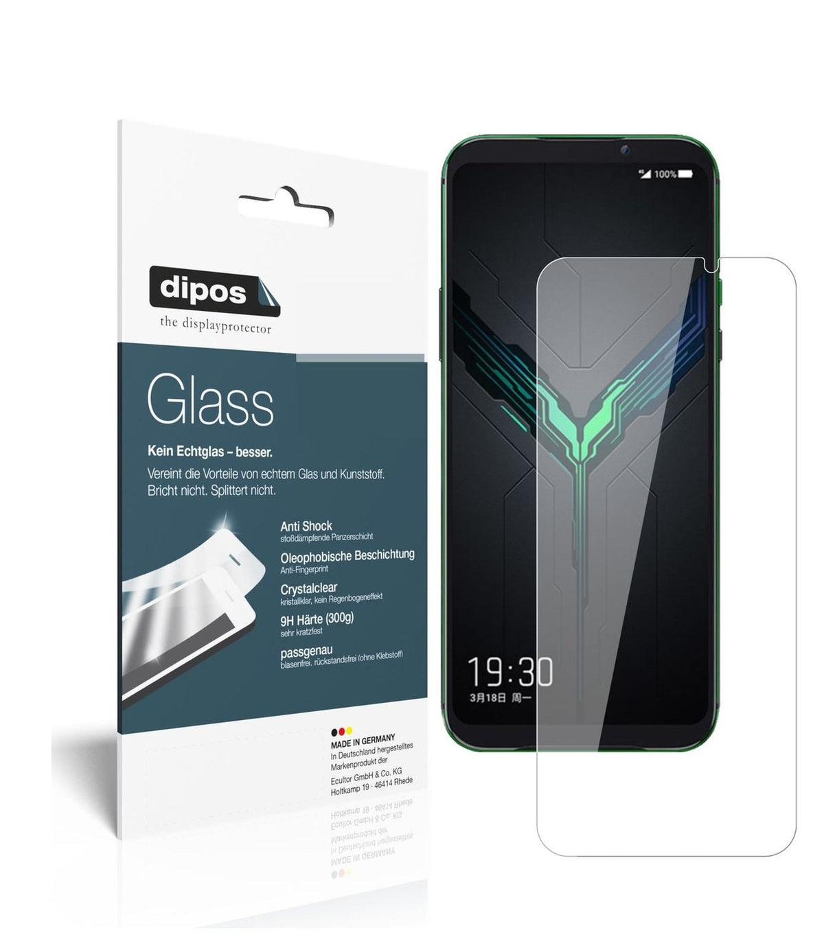 Klare Displayschutzfolie von dipos passend für Xiaomi Black Shark 3S, 9H kratzfest und blasenfrei montiert