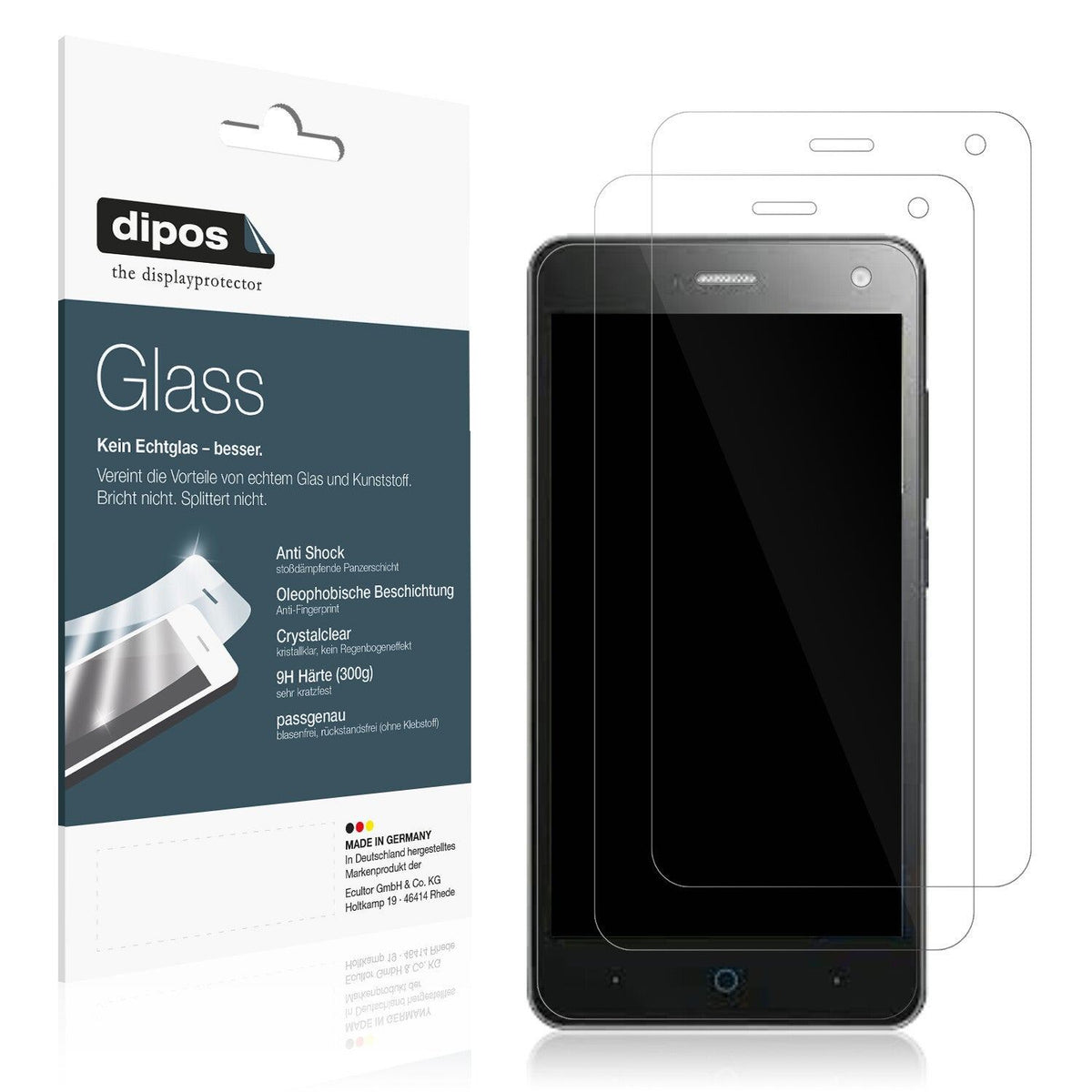 Klare Displayschutzfolie von dipos passend für ZTE Blade L3, 9H kratzfest und blasenfrei montiert