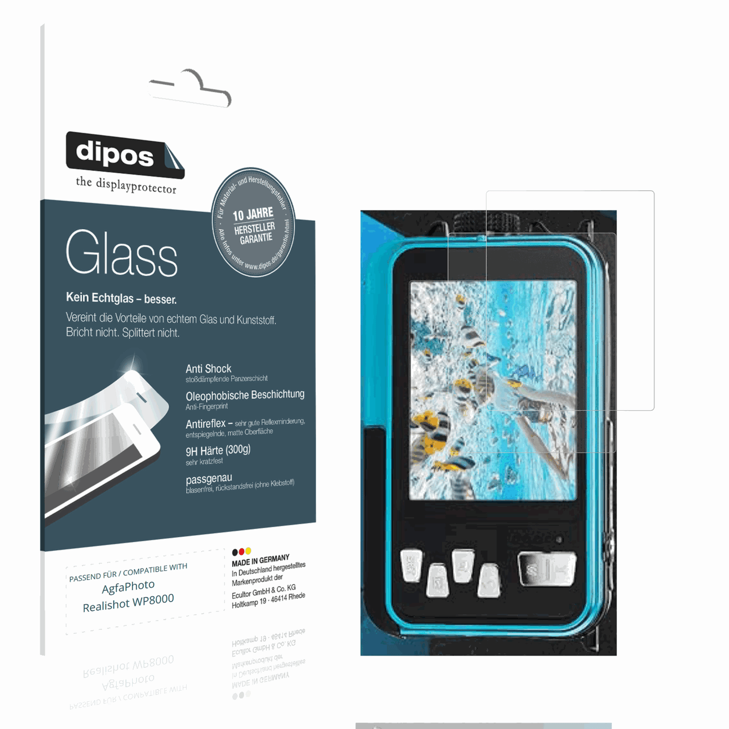 Matte Displayschutzfolie von dipos passend für AgfaPhoto Realishot WP8000, 9H kratzfest und blasenfrei montiert