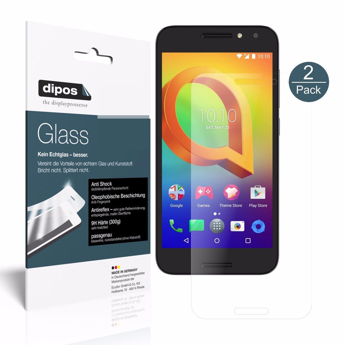 Matte Displayschutzfolie von dipos passend für Alcatel A3, 9H kratzfest und blasenfrei montiert