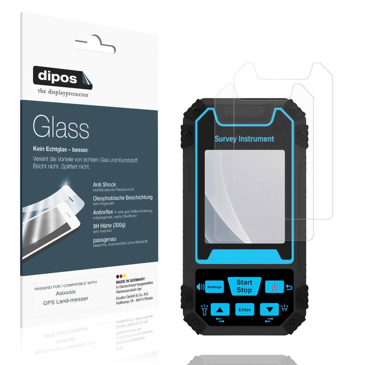 Matte Displayschutzfolie von dipos passend für Asixxsix GPS Land-messer, 9H kratzfest und blasenfrei montiert