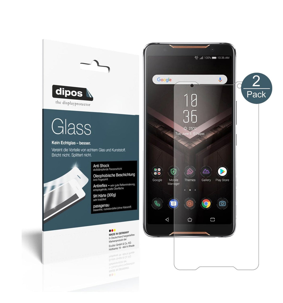 Matte Displayschutzfolie von dipos passend für Asus ROG Phone, 9H kratzfest und blasenfrei montiert