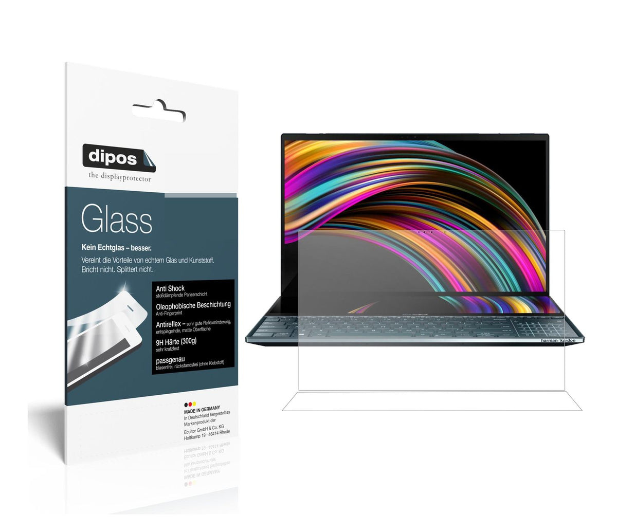Matte Displayschutzfolie von dipos passend für Asus ZenBook Pro Duo, 9H kratzfest und blasenfrei montiert