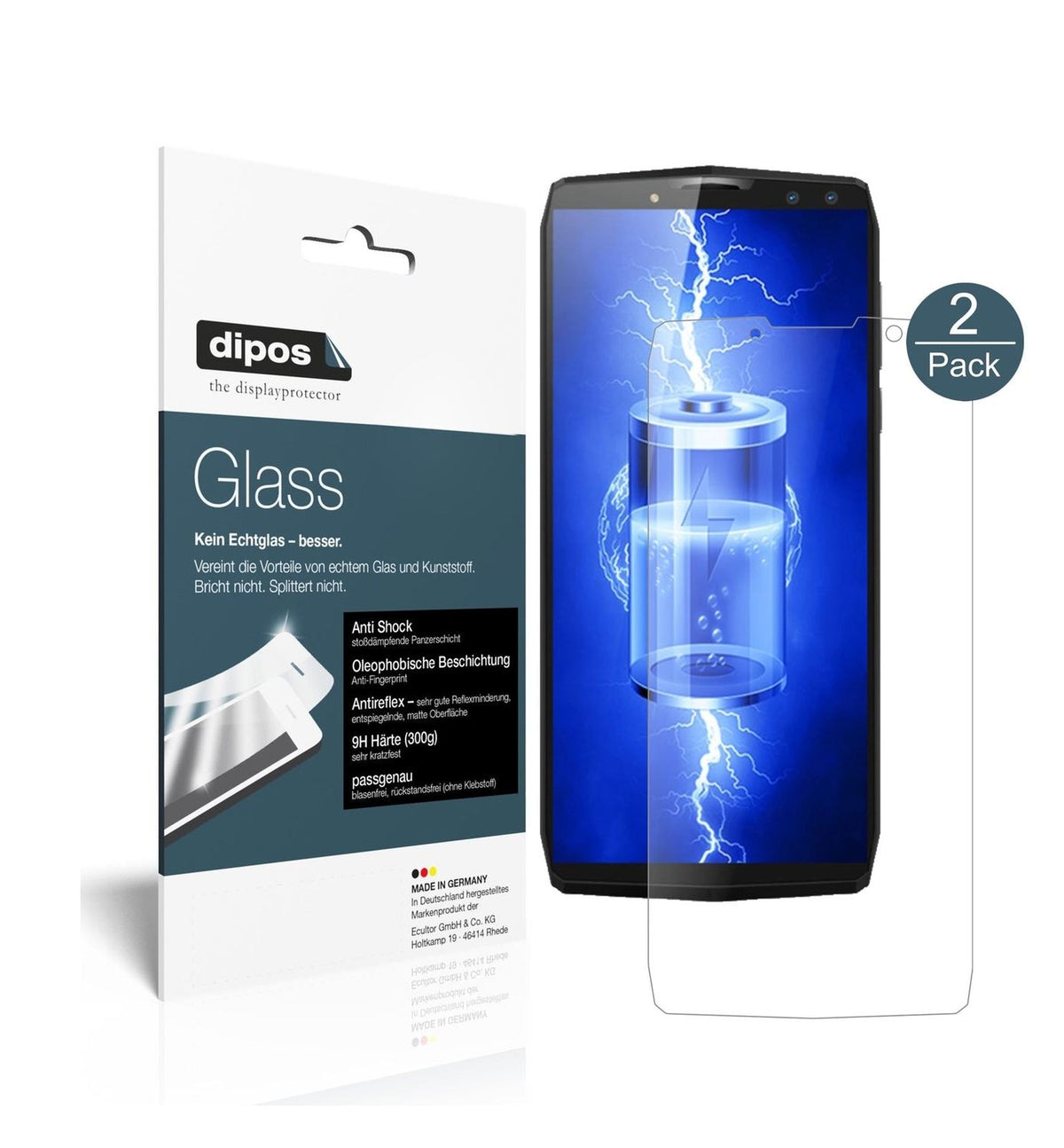 Matte Displayschutzfolie von dipos passend für Blackview P10000 Pro, 9H kratzfest und blasenfrei montiert