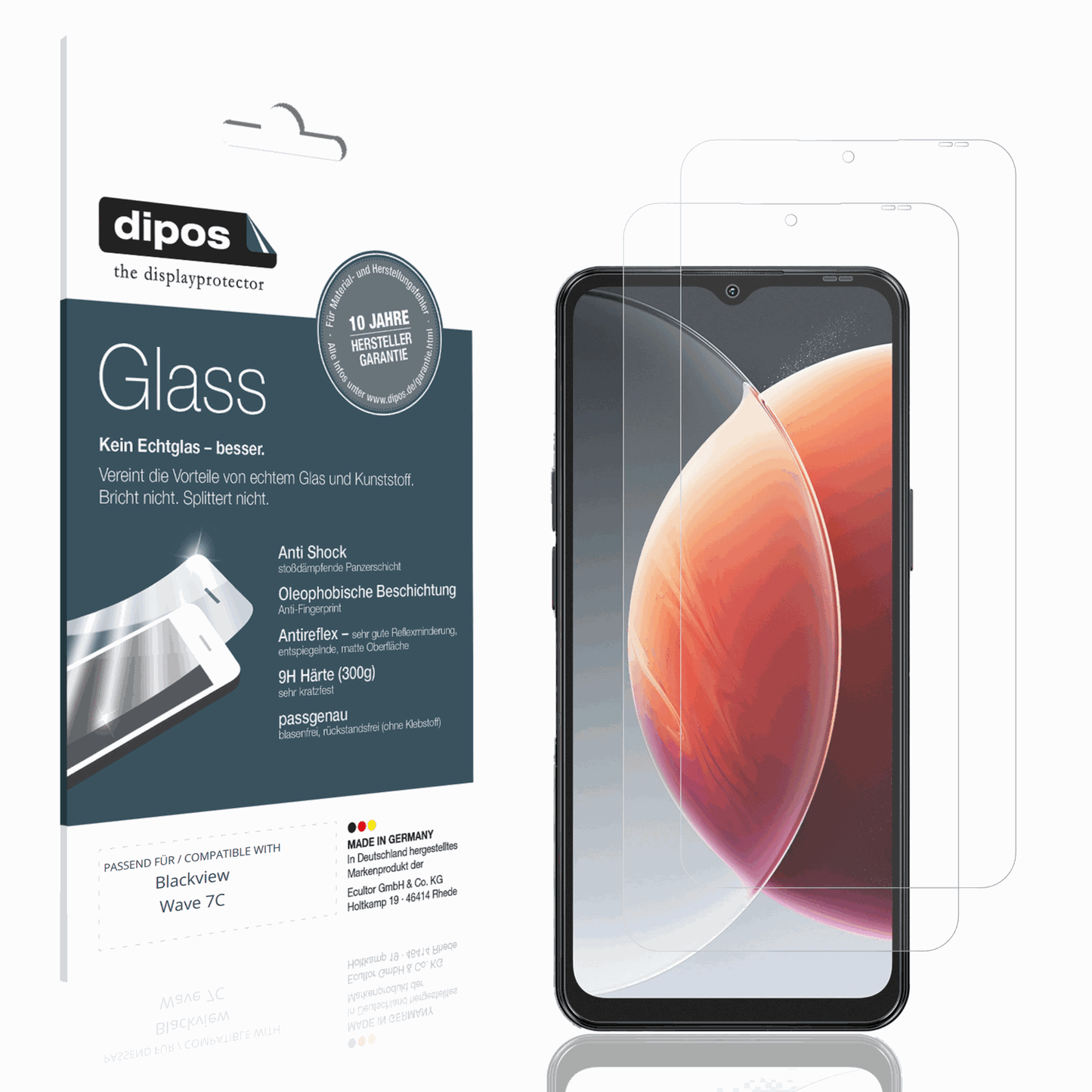 Matte Displayschutzfolie von dipos passend für Blackview Wave 7C, 9H kratzfest und blasenfrei montiert