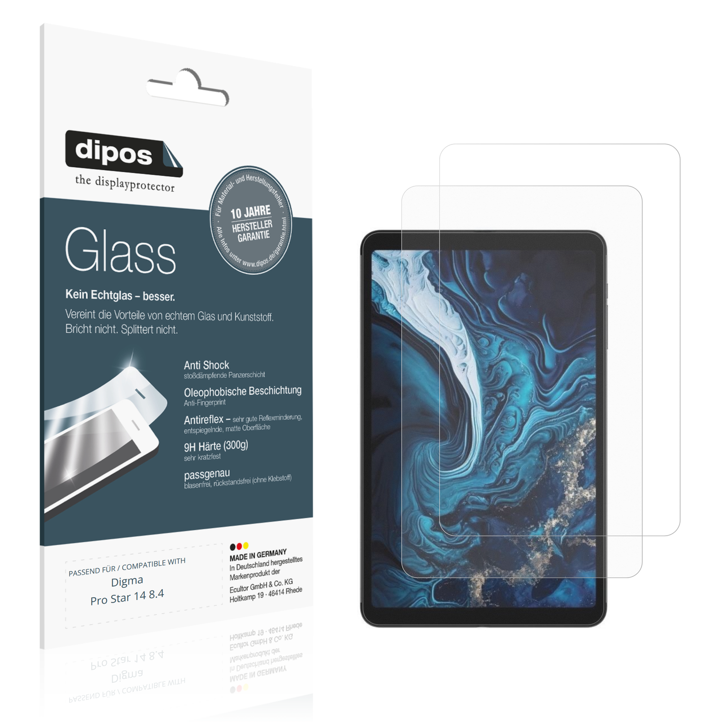 Matte Displayschutzfolie von dipos passend für Digma Pro Star 14 8.4, 9H kratzfest und blasenfrei montiert