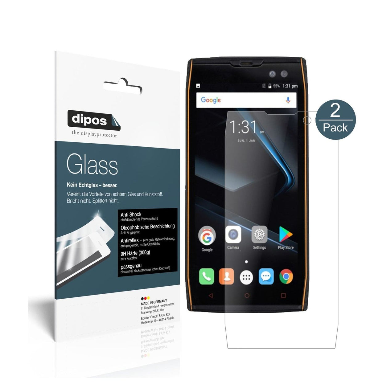 Matte Displayschutzfolie von dipos passend für Doogee S50, 9H kratzfest und blasenfrei montiert