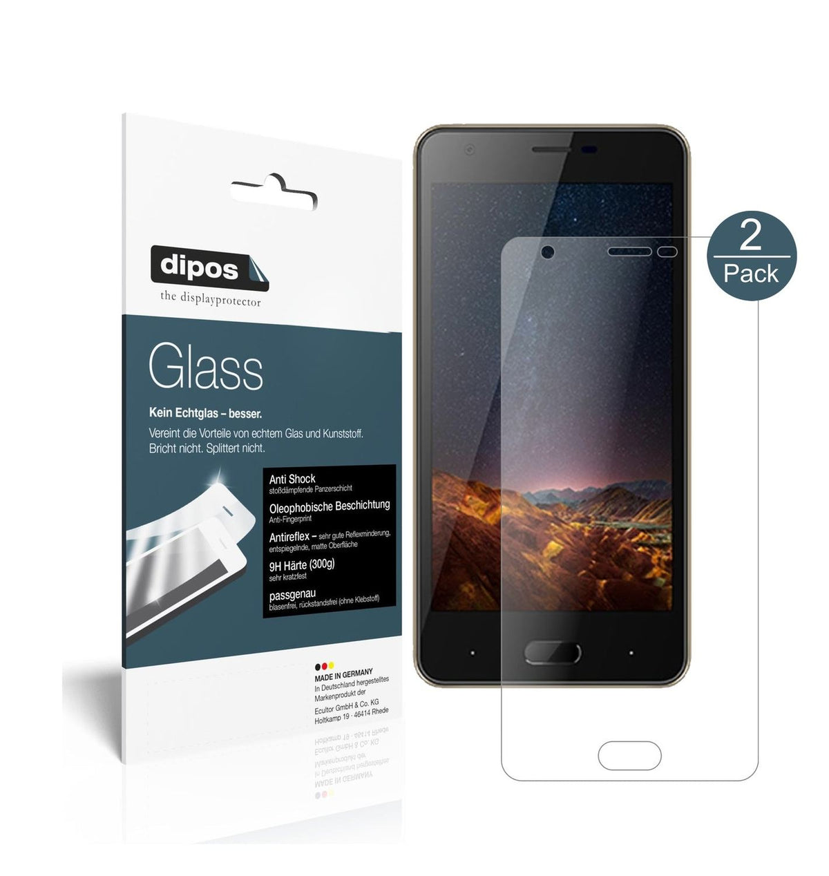 Matte Displayschutzfolie von dipos passend für Doogee X20L, 9H kratzfest und blasenfrei montiert