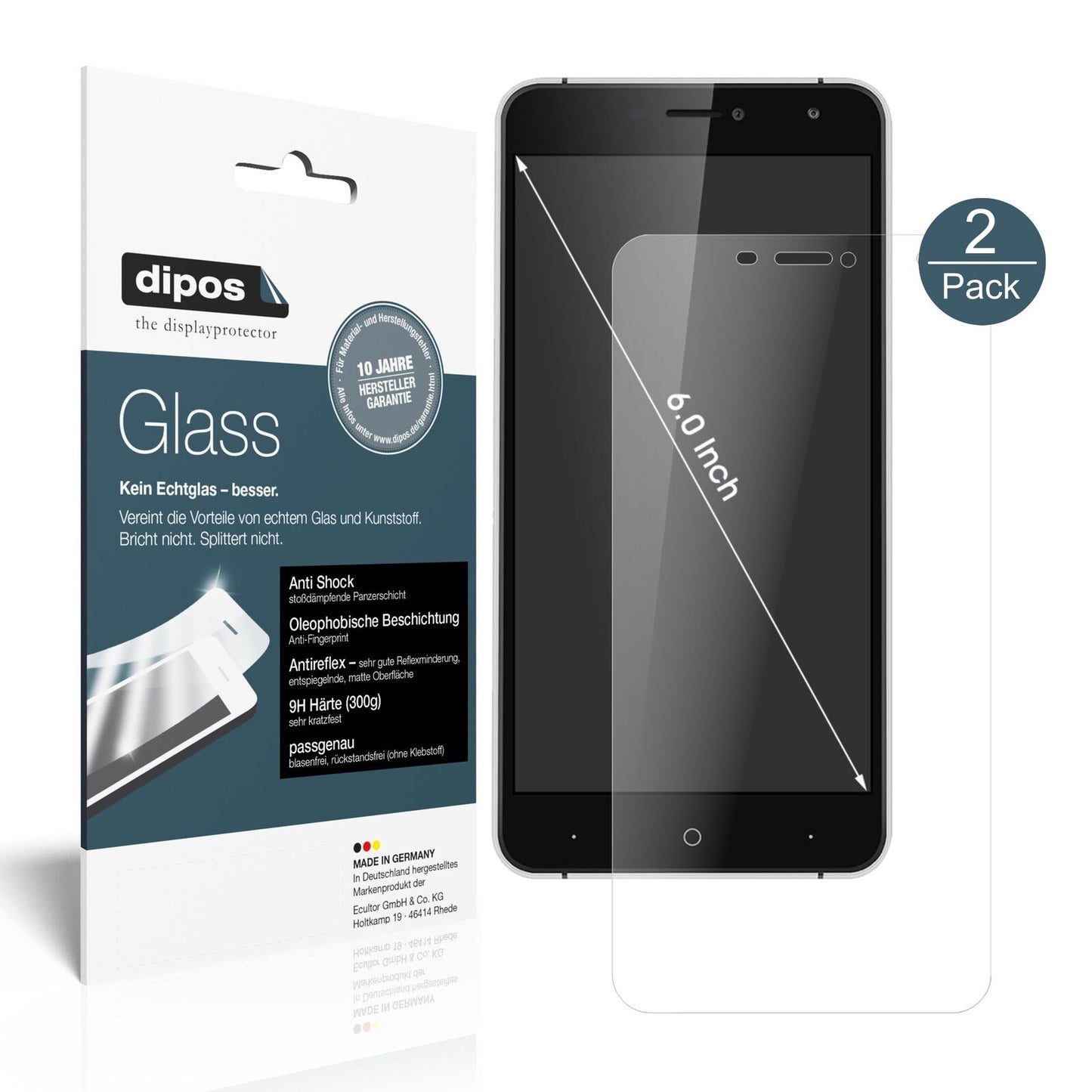 Matte Displayschutzfolie von dipos passend für Doogee X7, 9H kratzfest und blasenfrei montiert