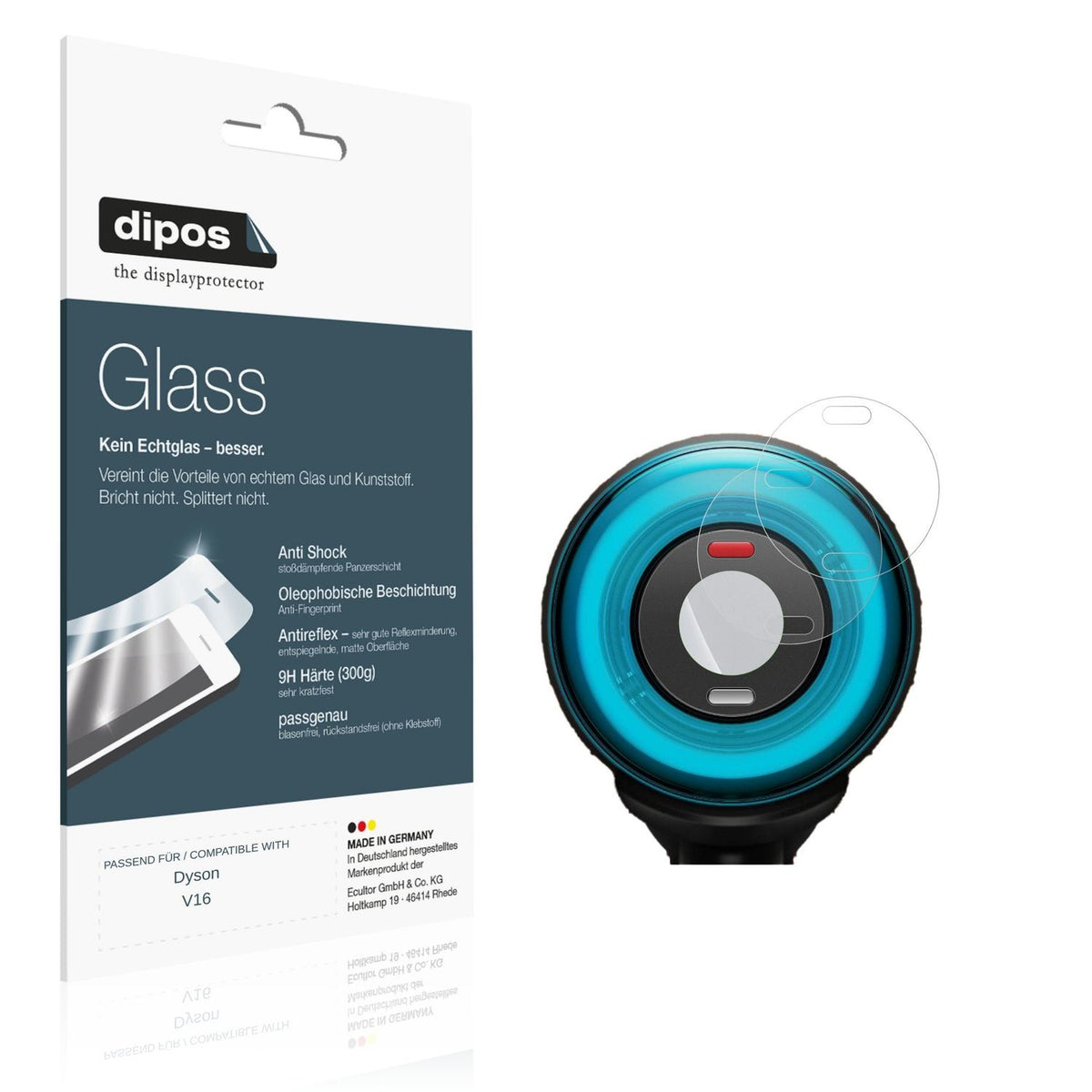 Matte Displayschutzfolie von dipos passend für Dyson V16, 9H kratzfest und blasenfrei montiert