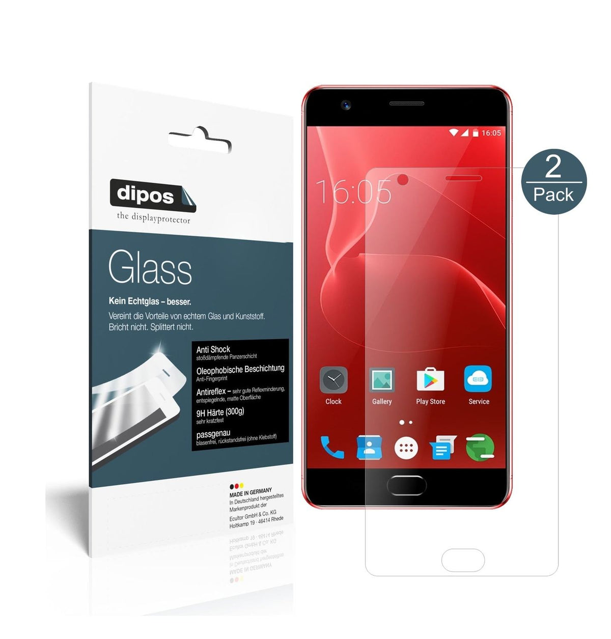 Matte Displayschutzfolie von dipos passend für Elephone P8 Max, 9H kratzfest und blasenfrei montiert