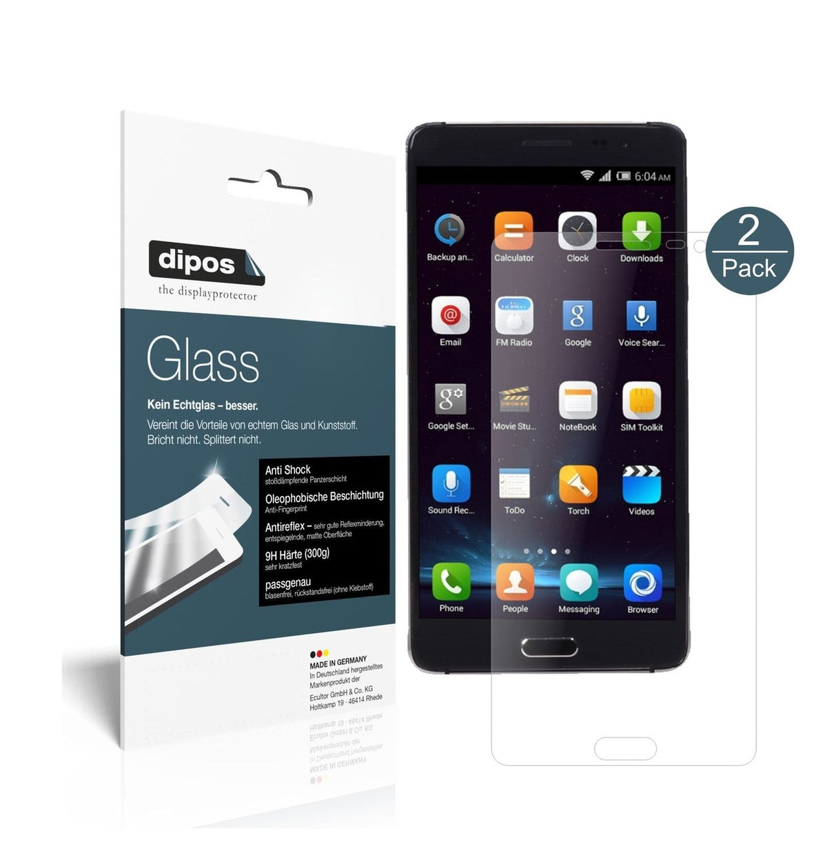Matte Displayschutzfolie von dipos passend für Elephone P8 Pro, 9H kratzfest und blasenfrei montiert