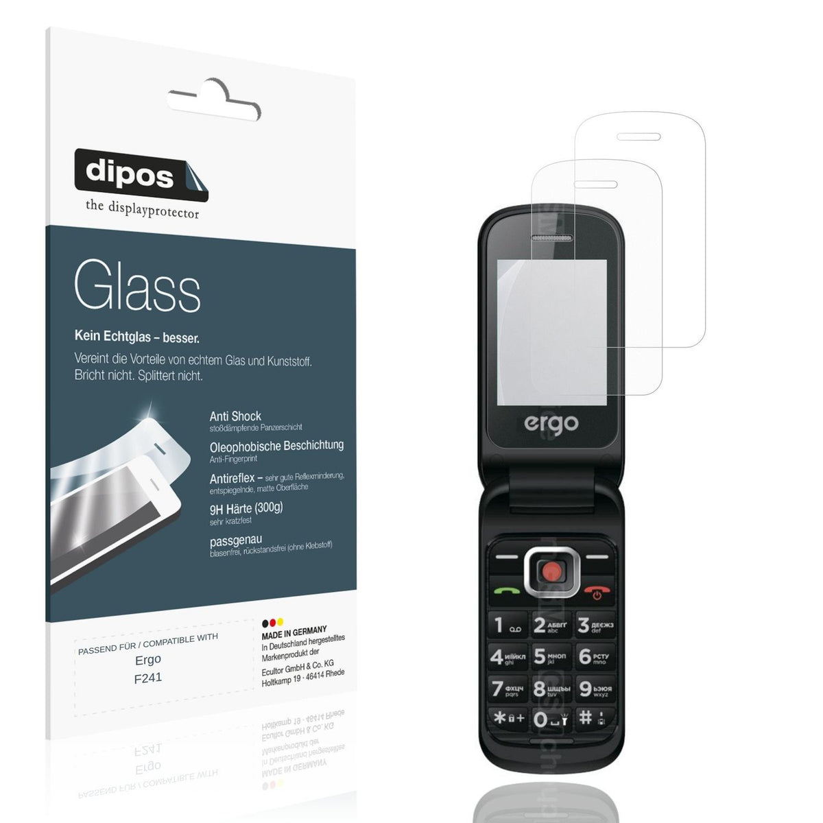 Matte Displayschutzfolie von dipos passend für Ergo F241, 9H kratzfest und blasenfrei montiert