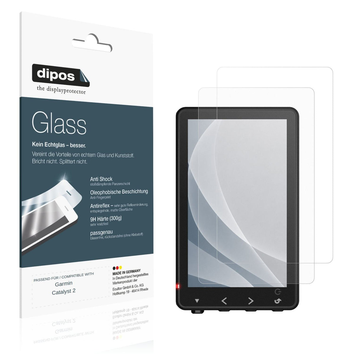 Matte Displayschutzfolie von dipos passend für Garmin Catalyst 2, 9H kratzfest und blasenfrei montiert