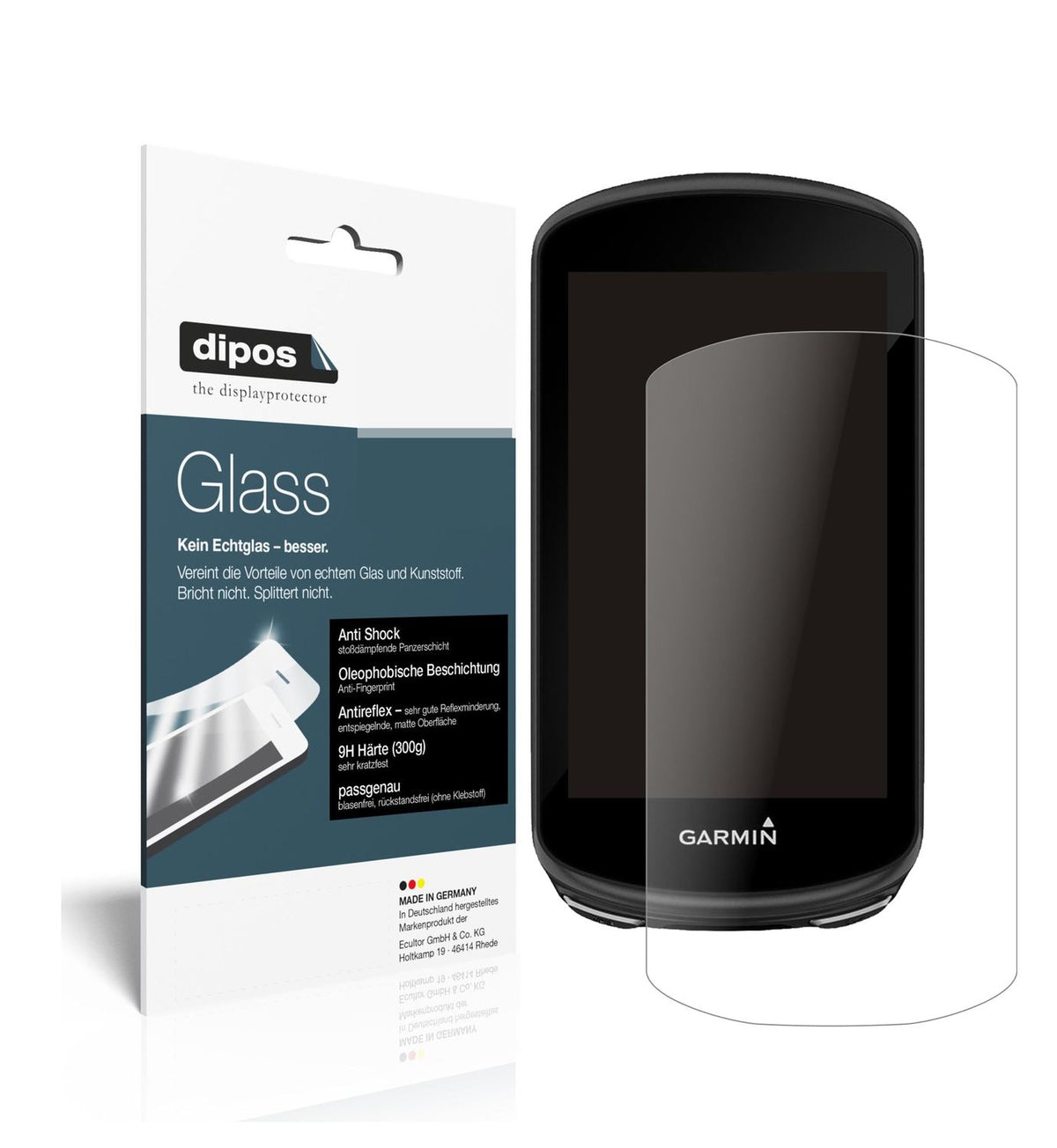 Matte Displayschutzfolie von dipos passend für Garmin Edge 1030 Plus, 9H kratzfest und blasenfrei montiert