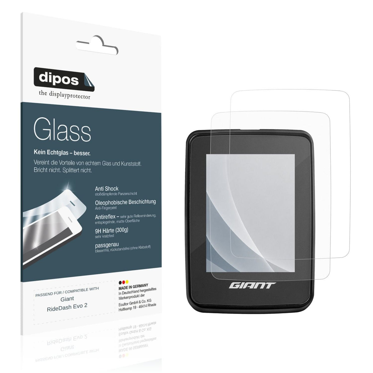 Matte Displayschutzfolie von dipos passend für Giant RideDash Evo 2, 9H kratzfest und blasenfrei montiert
