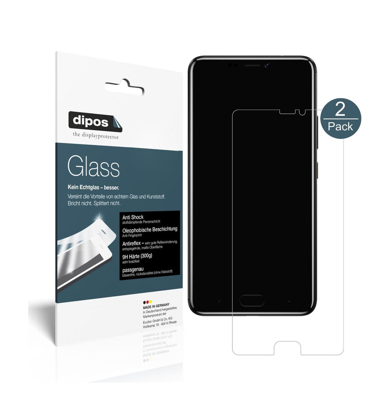 Matte Displayschutzfolie von dipos passend für Gionee A1 lite, 9H kratzfest und blasenfrei montiert