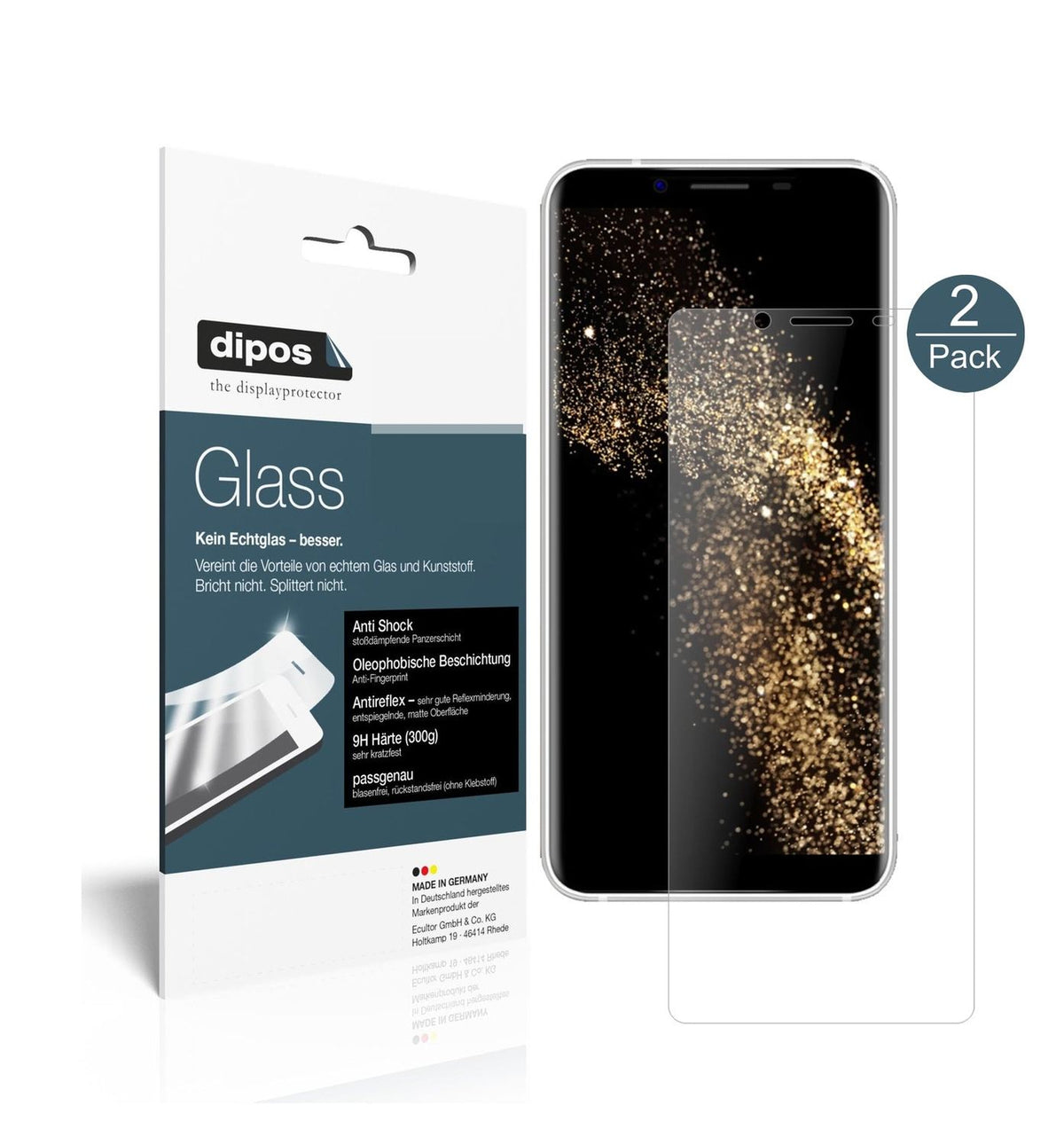 Matte Displayschutzfolie von dipos passend für HOMTOM S8, 9H kratzfest und blasenfrei montiert