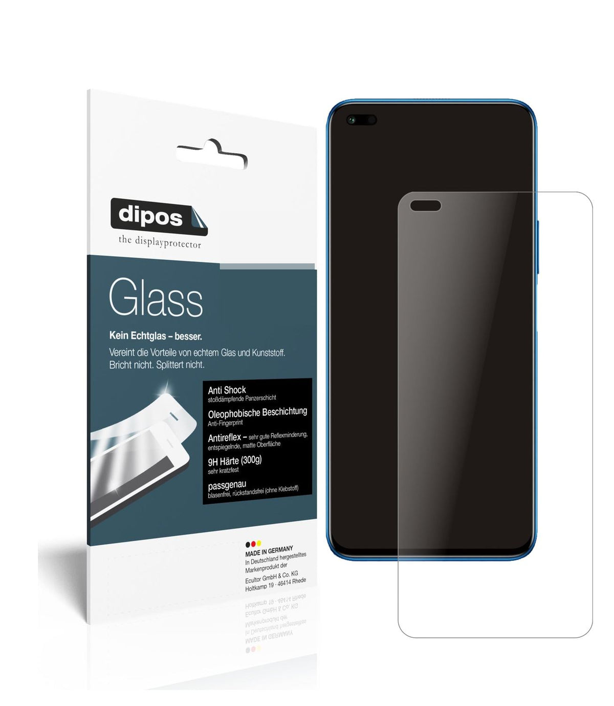 Matte Displayschutzfolie von dipos passend für Honor X20, 9H kratzfest und blasenfrei montiert