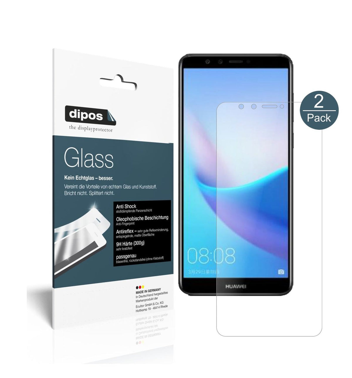Matte Displayschutzfolie von dipos passend für Huawei Enjoy 8, 9H kratzfest und blasenfrei montiert