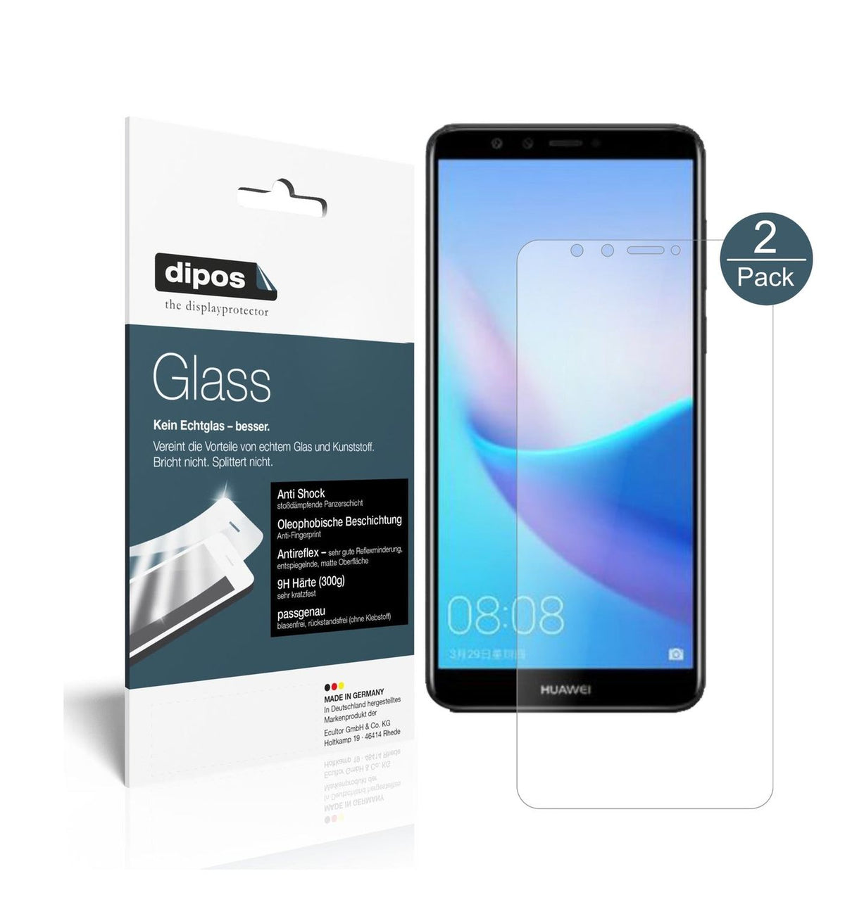 Matte Displayschutzfolie von dipos passend für Huawei Enjoy 8e, 9H kratzfest und blasenfrei montiert