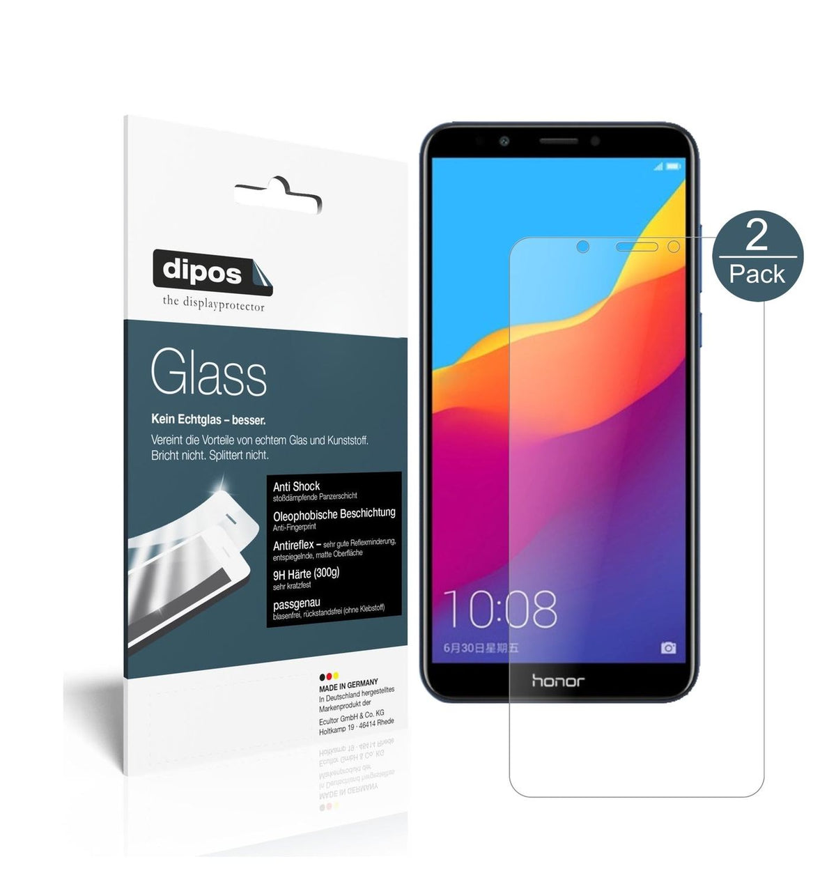 Matte Displayschutzfolie von dipos passend für Huawei Honor 7C, 9H kratzfest und blasenfrei montiert