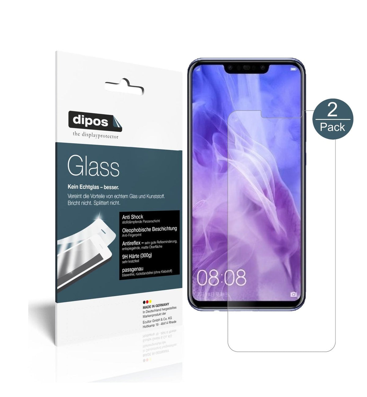Matte Displayschutzfolie von dipos passend für Huawei Nova 3, 9H kratzfest und blasenfrei montiert