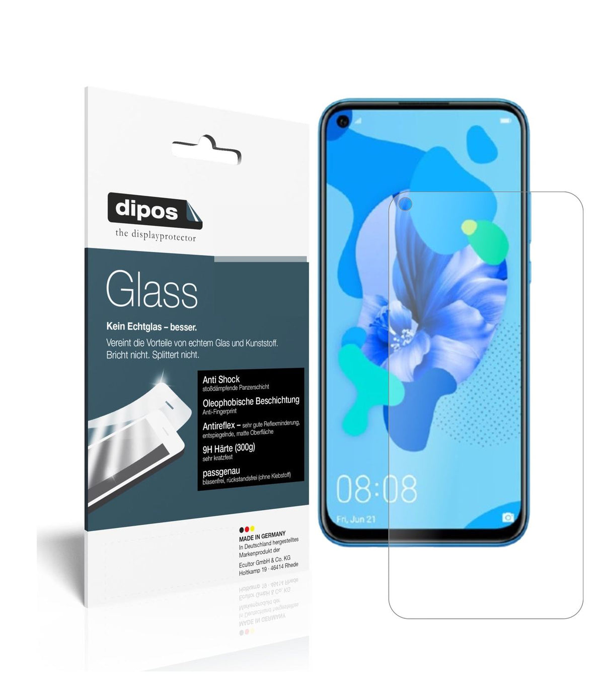 Matte Displayschutzfolie von dipos passend für Huawei nova 5, 9H kratzfest und blasenfrei montiert