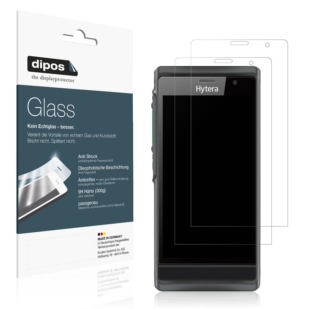 Matte Displayschutzfolie von dipos passend für Hytera PNC 550, 9H kratzfest und blasenfrei montiert