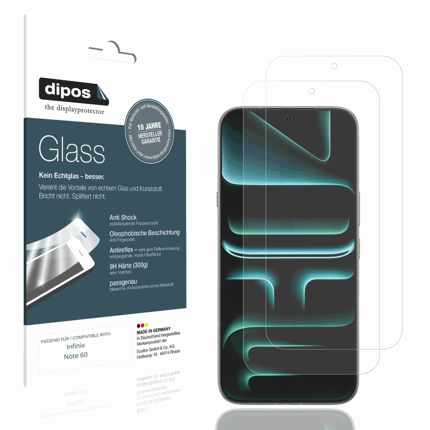 Matte Displayschutzfolie von dipos passend für Infinix Note 60, 9H kratzfest und blasenfrei montiert