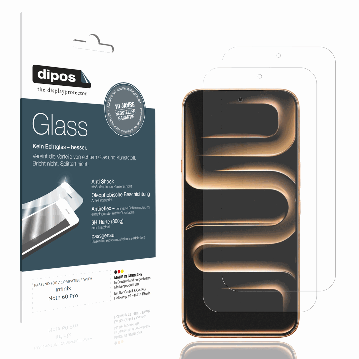 Matte Displayschutzfolie von dipos passend für Infinix Note 60 Pro, 9H kratzfest und blasenfrei montiert