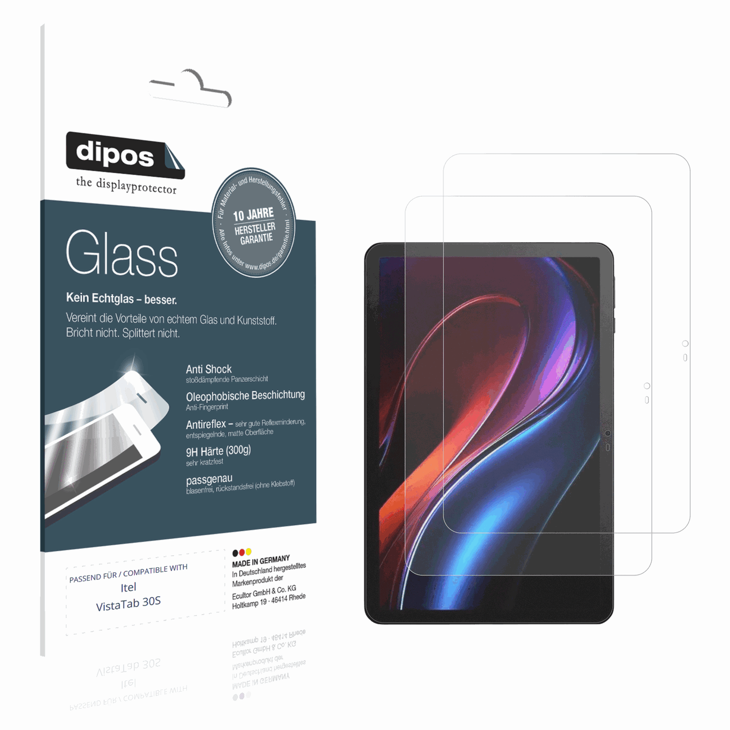 Matte Displayschutzfolie von dipos passend für Itel VistaTab 30S, 9H kratzfest und blasenfrei montiert