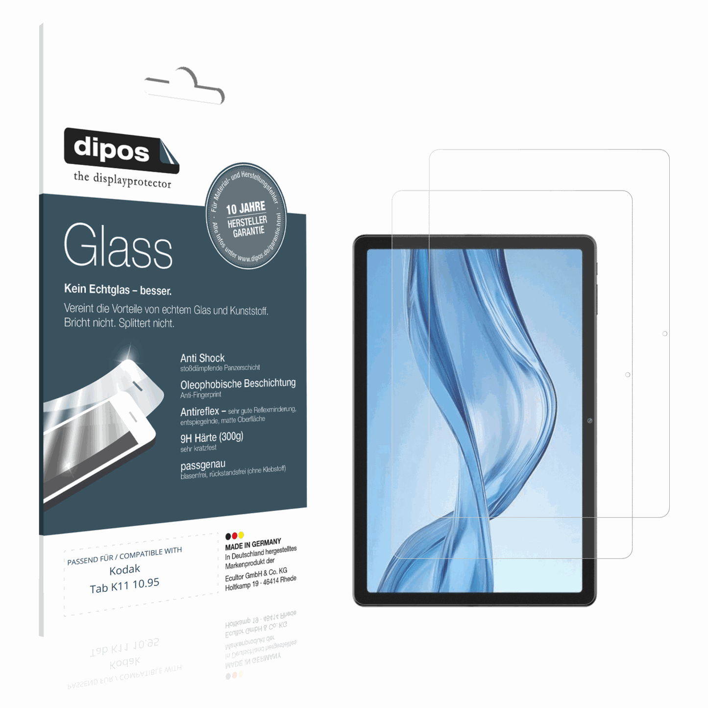 Matte Displayschutzfolie von dipos passend für Kodak Tab K11 10.95, 9H kratzfest und blasenfrei montiert