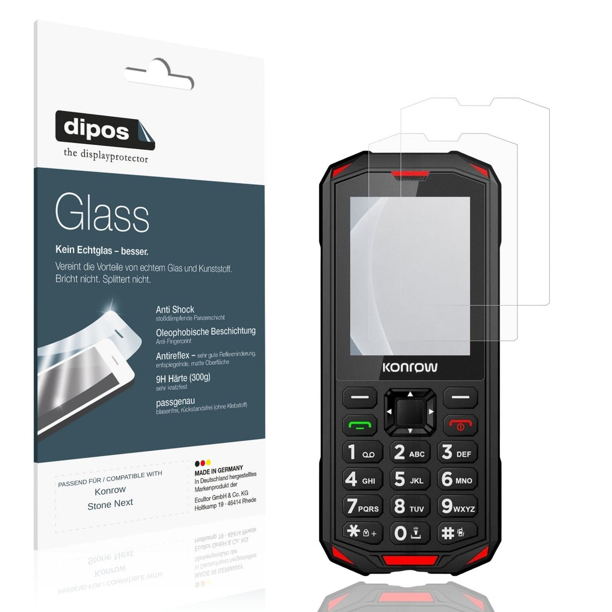 Matte Displayschutzfolie von dipos passend für Konrow Stone Next, 9H kratzfest und blasenfrei montiert