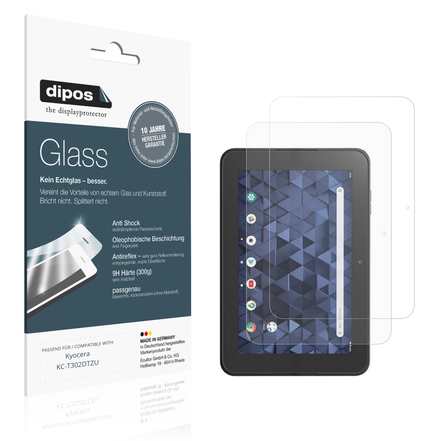 Matte Displayschutzfolie von dipos passend für Kyocera KC-T302DTZU, 9H kratzfest und blasenfrei montiert