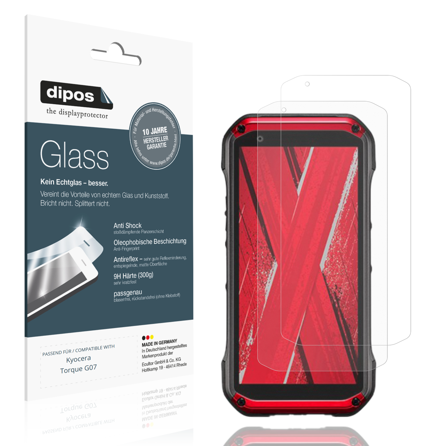 Matte Displayschutzfolie von dipos passend für Kyocera Torque G07, 9H kratzfest und blasenfrei montiert