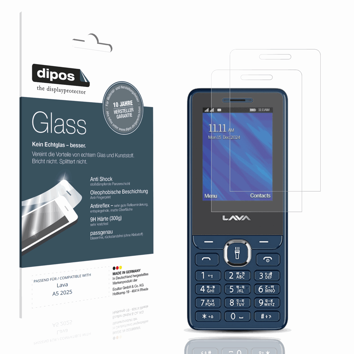 Matte Displayschutzfolie von dipos passend für Lava A5 2025, 9H kratzfest und blasenfrei montiert