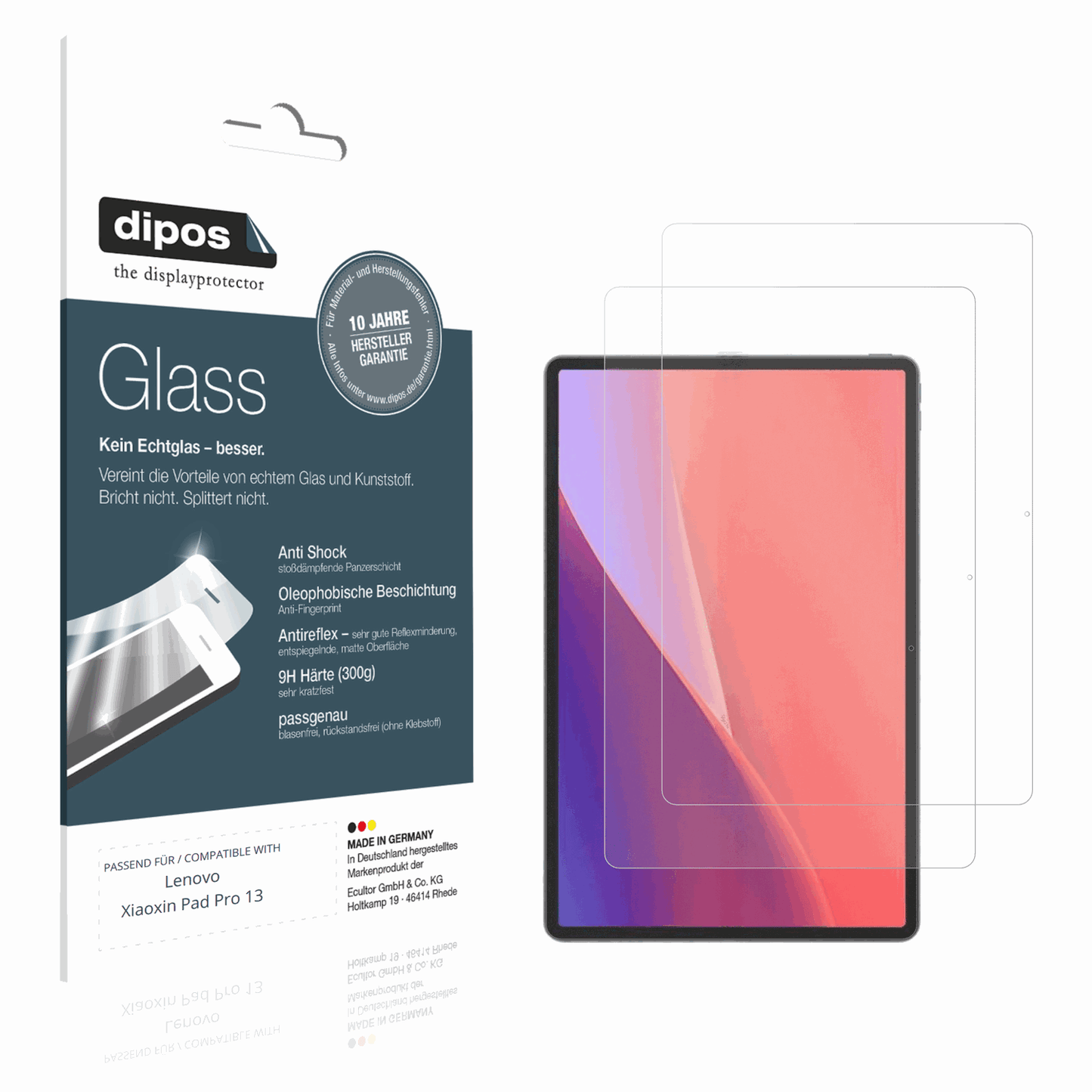 Matte Displayschutzfolie von dipos passend für Lenovo Xiaoxin Pad Pro 13, 9H kratzfest und blasenfrei montiert