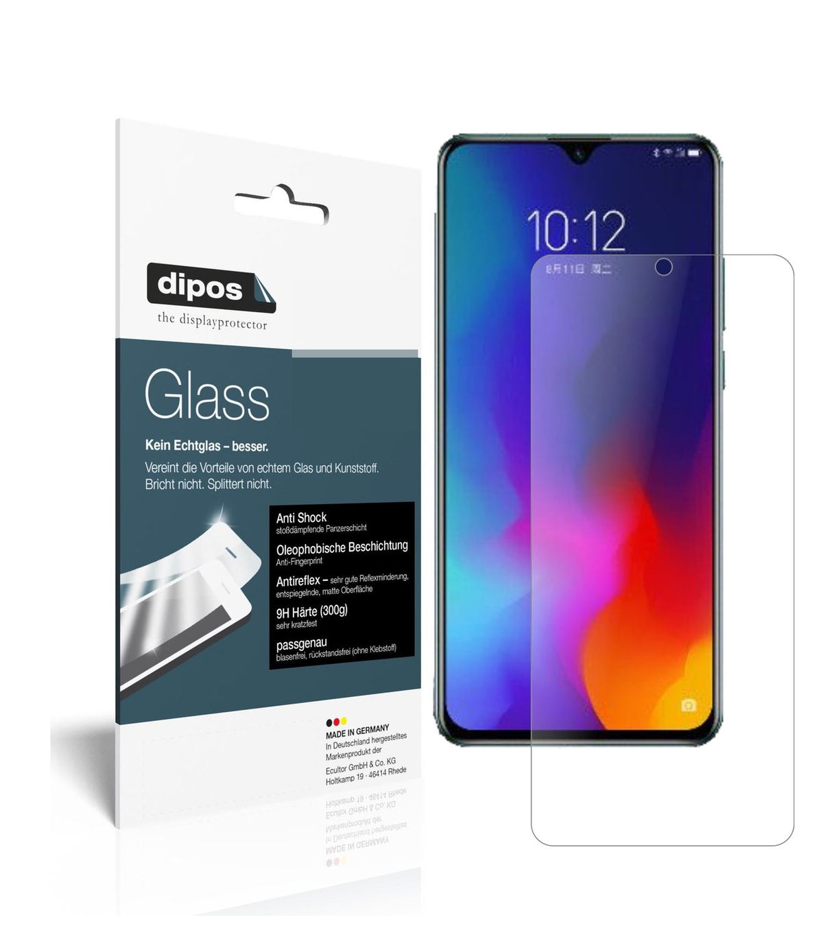 Matte Displayschutzfolie von dipos passend für Lenovo K10 note, 9H kratzfest und blasenfrei montiert