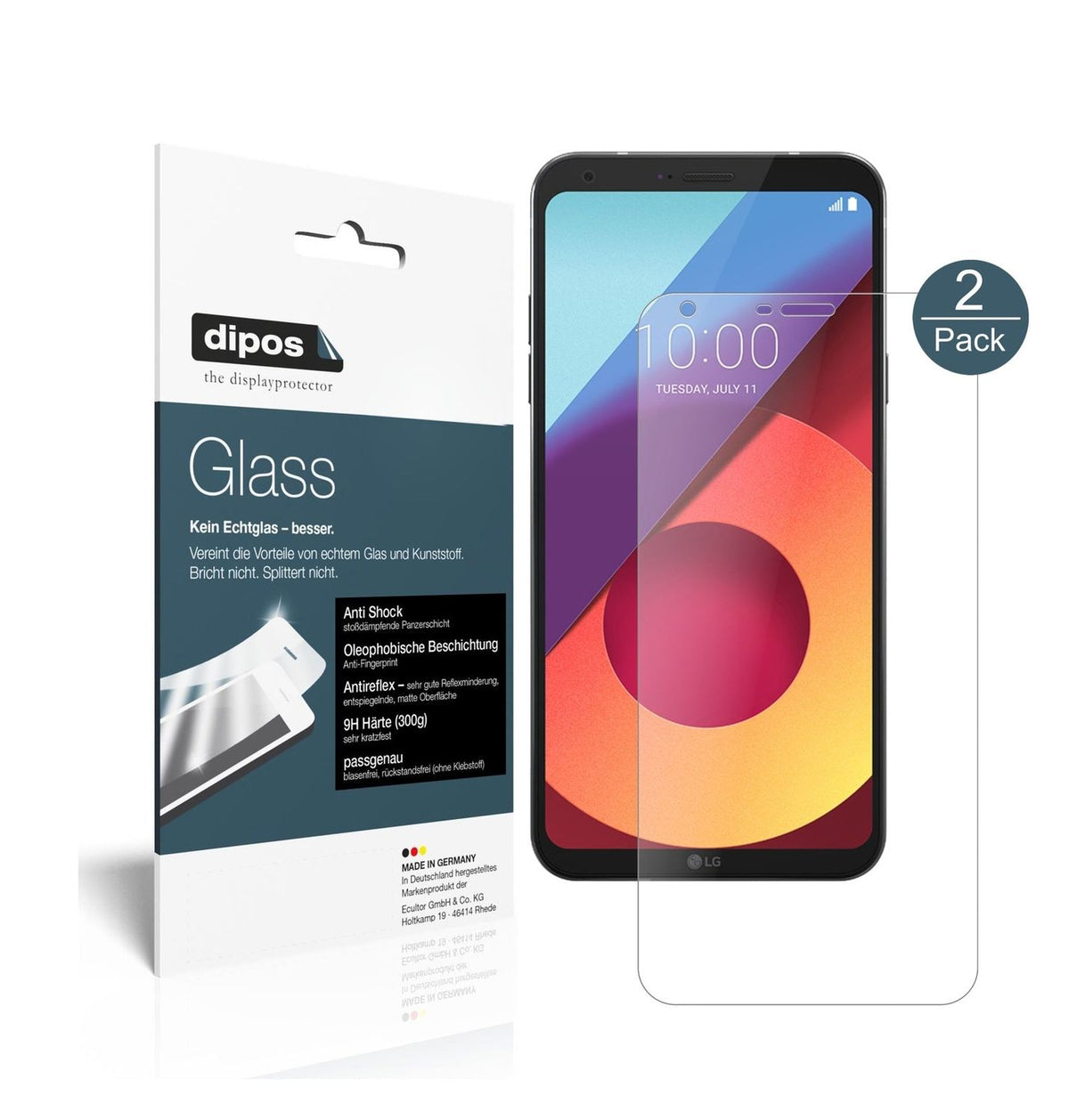 Matte Displayschutzfolie von dipos passend für LG Q6, 9H kratzfest und blasenfrei montiert