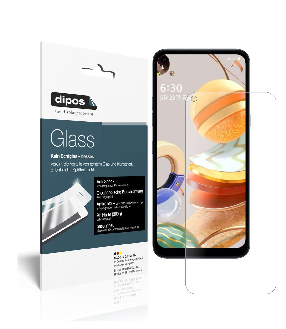 Matte Displayschutzfolie von dipos passend für LG Q61, 9H kratzfest und blasenfrei montiert